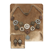 Steampunk Multi Gear Necklace and Earrings Set